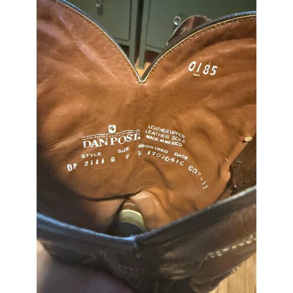 Dan Post Men's Sz 9D Brown Leather Cowboy Western Ranch Pull On Boots - Picture 6 of 11